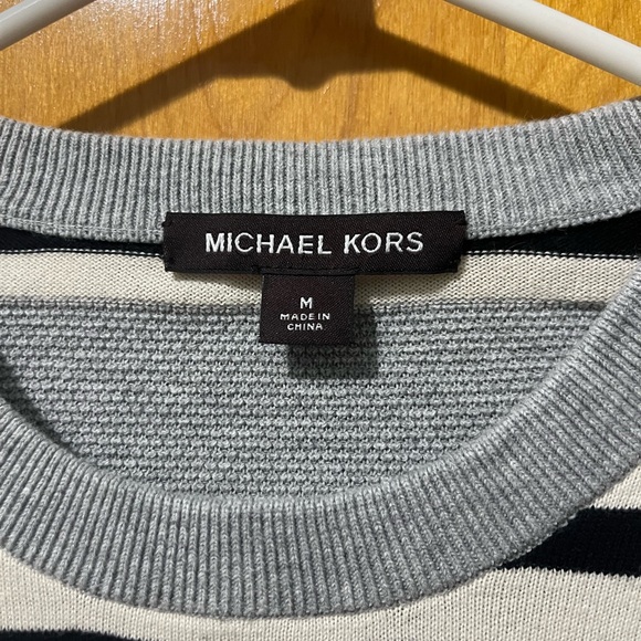 Michael Kors Women’s Sweater in Gray and Black Stripes - Picture 2 of 5